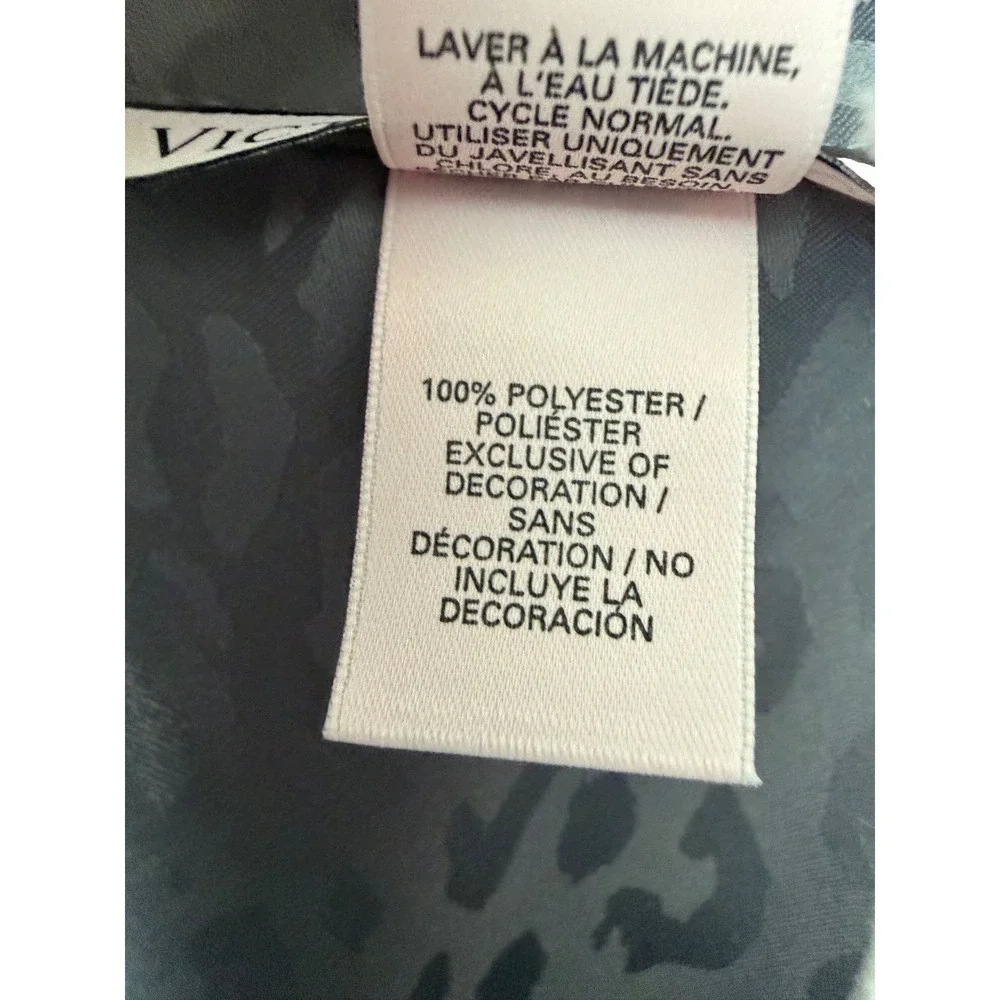 Victoria's Secret Satin Leopard Pajama Set Gray Long‎ Small NWT